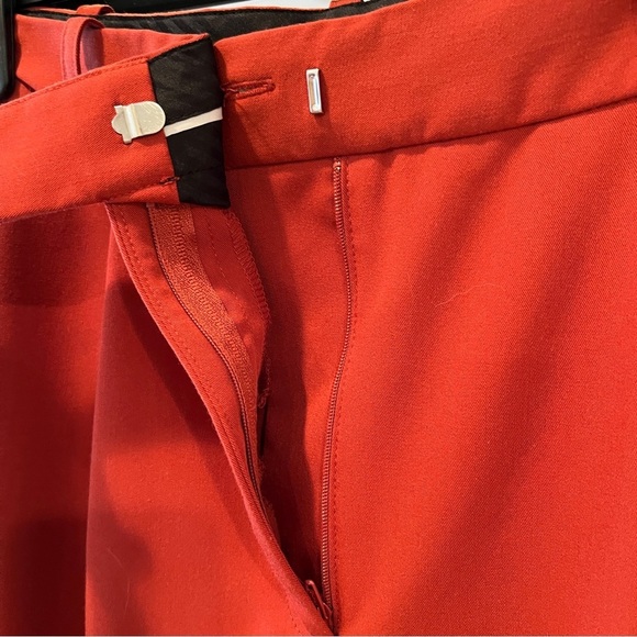 Topshop Straight Leg Pleated Trouser Pants in Burnt Orange - Picture 3 of 6